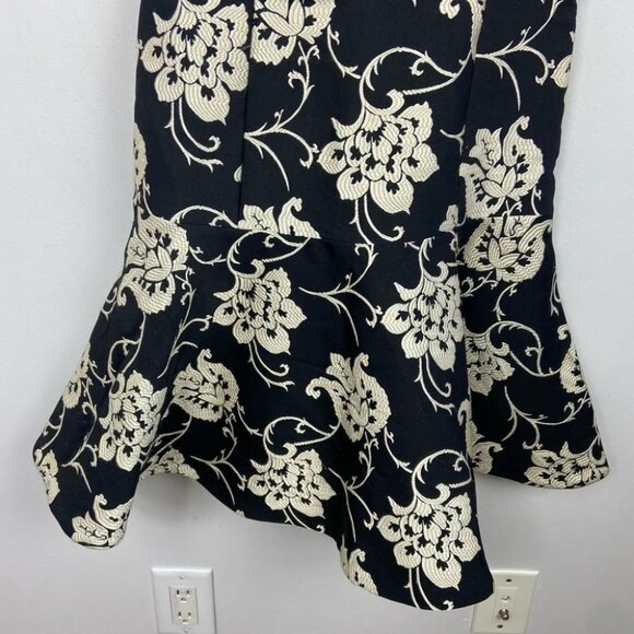 Ted Baker Fit Flare Ruffle Hem Dress Black Floral Size 0 Paisley Ornate Party - Picture 9 of 15
